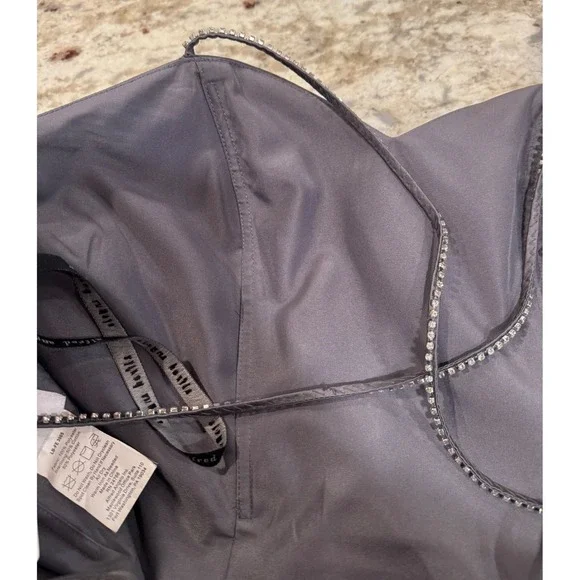 Alfred Angelo Charcoal Satin Embellished rhinestone Strap Dress Size 4 - Picture 11 of 11